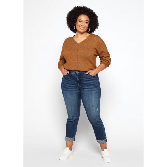 KUT FROM THE KLOTH NWT Medium Wash Amy Frayed Hem High Rise Boyfriend Jeans 24W - Picture 1 of 15